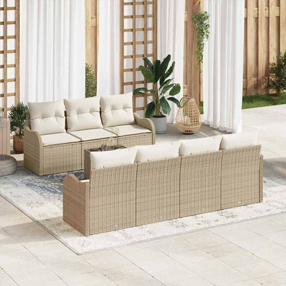 Tuin Sofa Set 8 Pcs En Crème Poly Riet En Staal En Glas