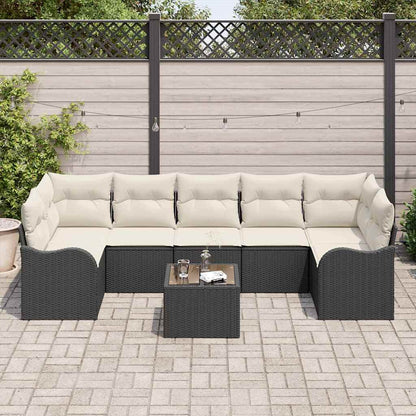 Tuin Sofa Set 8 Pcs En Crème Poly Riet En Staal En Glas