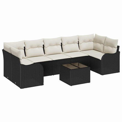 Tuin Sofa Set 8 Pcs En Crème Poly Riet En Staal En Glas