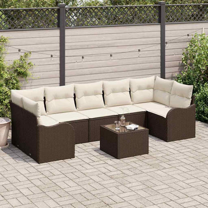 Tuin Sofa Set 8 Pcs En Crème Poly Riet En Staal En Glas