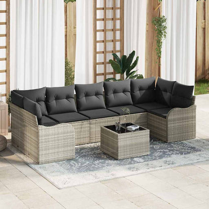 Tuin Sofa Set 8 Pcs En Crème Poly Riet En Staal En Glas