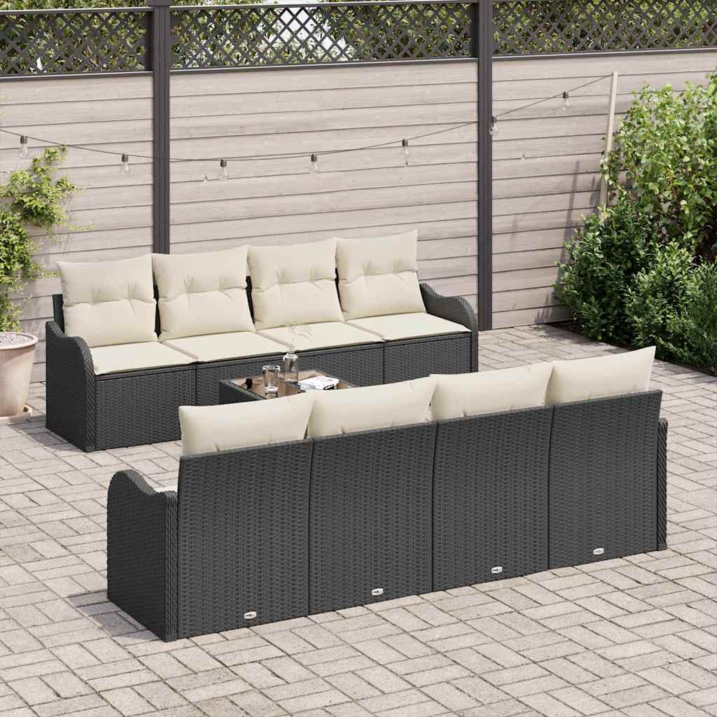 Tuin Sofa Set 9 Pcs En Crème Poly Riet En Staal En Glas