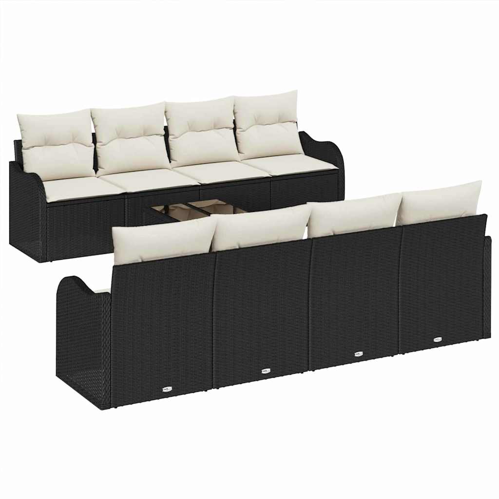 Tuin Sofa Set 9 Pcs En Crème Poly Riet En Staal En Glas