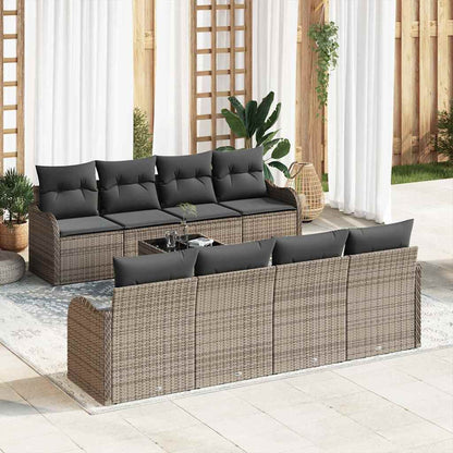 Tuin Sofa Set 9 Pcs En Crème Poly Riet En Staal En Glas