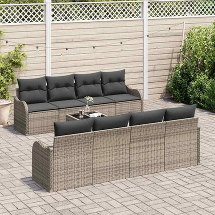 Tuin Sofa Set Met Kussen 9 Pcs Poly Riet En Staal En Glas