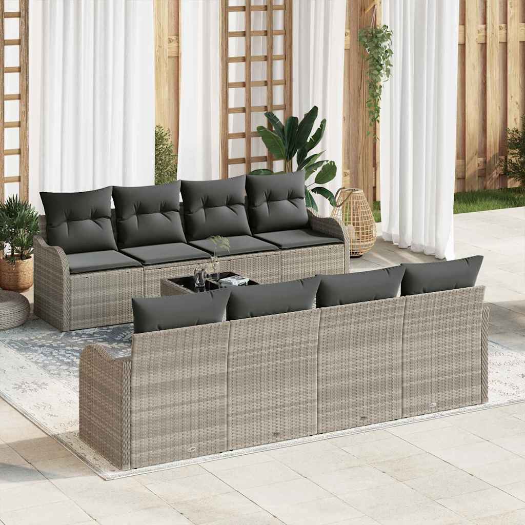 Tuin Sofa Set 9 Pcs En Crème Poly Riet En Staal En Glas
