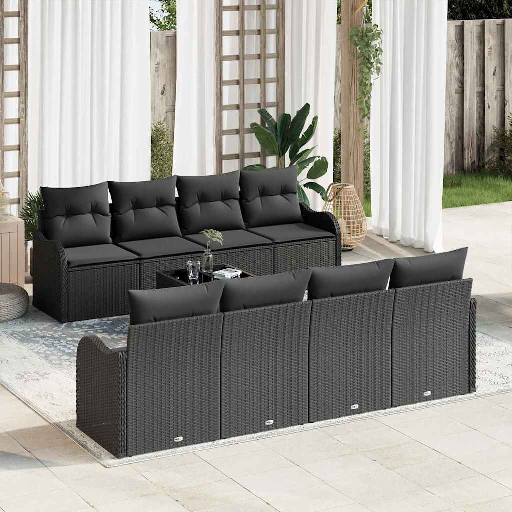 Tuin Sofa Set 9 Pcs En Crème Poly Riet En Staal En Glas