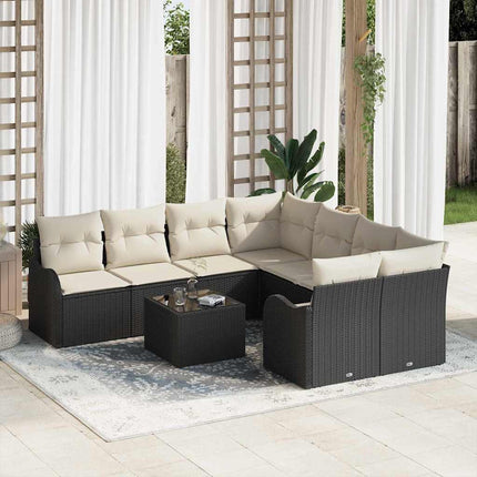 Tuin Sofa Set 9 Pcs En Grijs Poly Riet En Staal En Glas