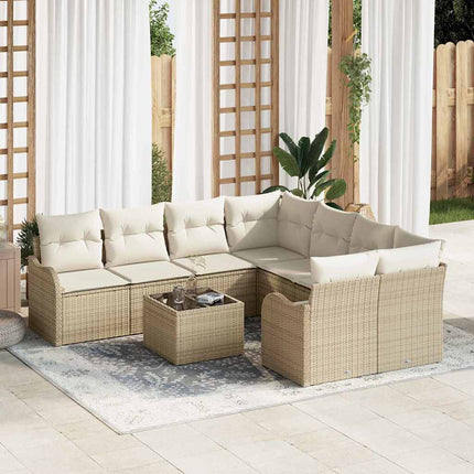 Tuin Sofa Set 9 Pcs En Grijs Poly Riet En Staal En Glas