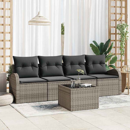 Tuin Sofa Set Met Opslag 5 Pcs En Crème Poly Rattan