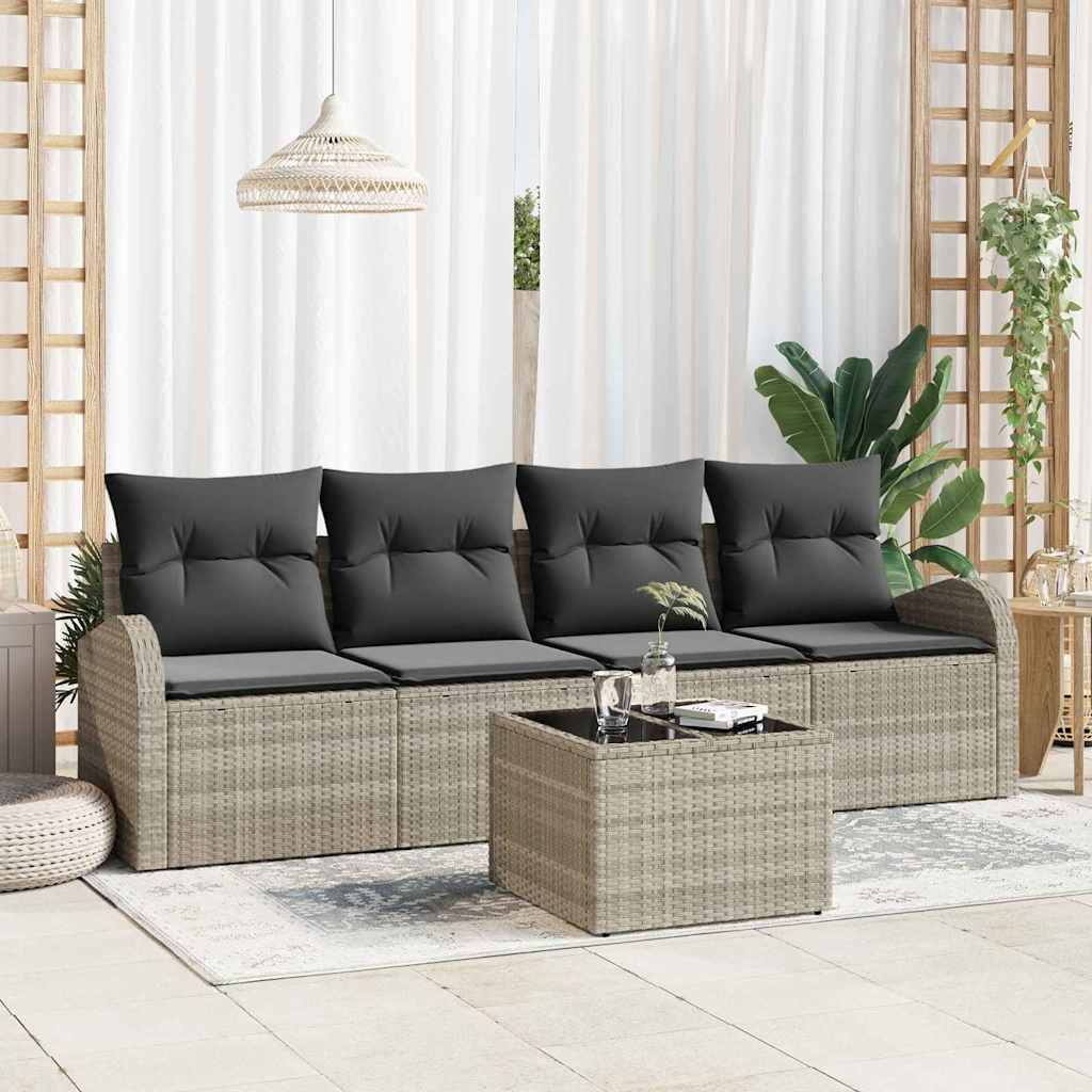Tuin Sofa Set Met Opslag 5 Pcs En Crème Poly Rattan