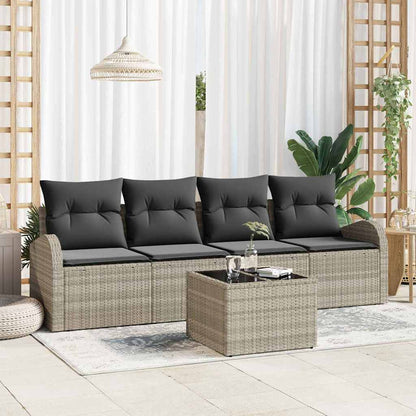 Tuin Sofa Set Met Opslag 5 Pcs En Crème Poly Rattan