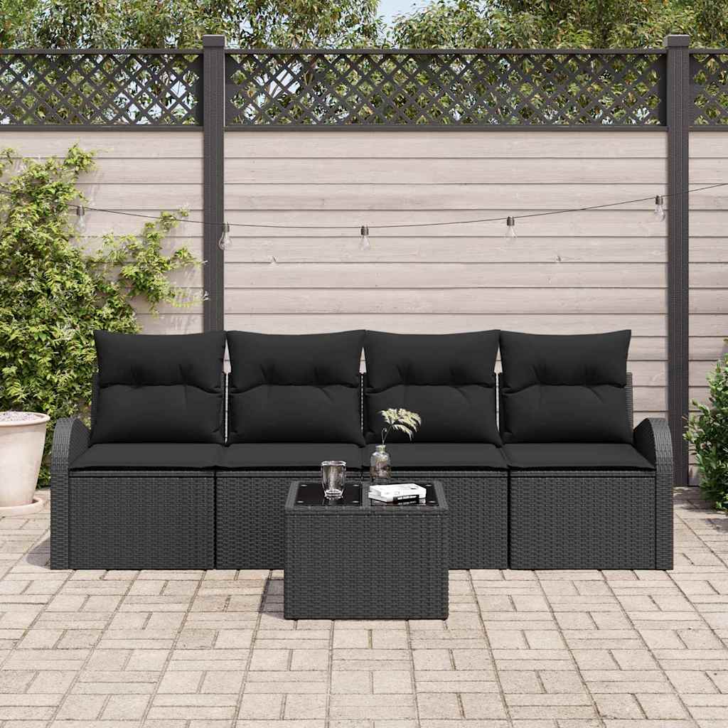 Tuin Sofa Set Met Opslag 5 Pcs En Crème Poly Rattan