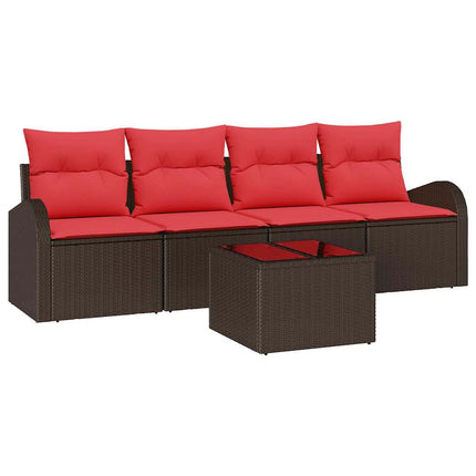 Tuin Sofa Set Met Opslag 5 Pcs Beige En Poly Rattan