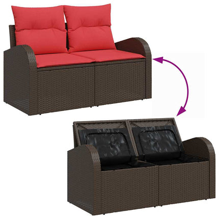 Tuin Sofa Set Met Opslag 5 Pcs Beige En Poly Rattan