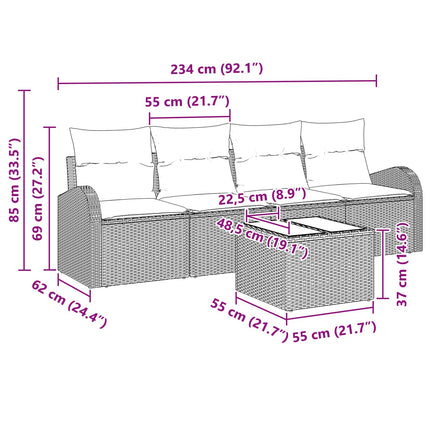 Tuin Sofa Set Met Opslag 5 Pcs Beige En Poly Rattan
