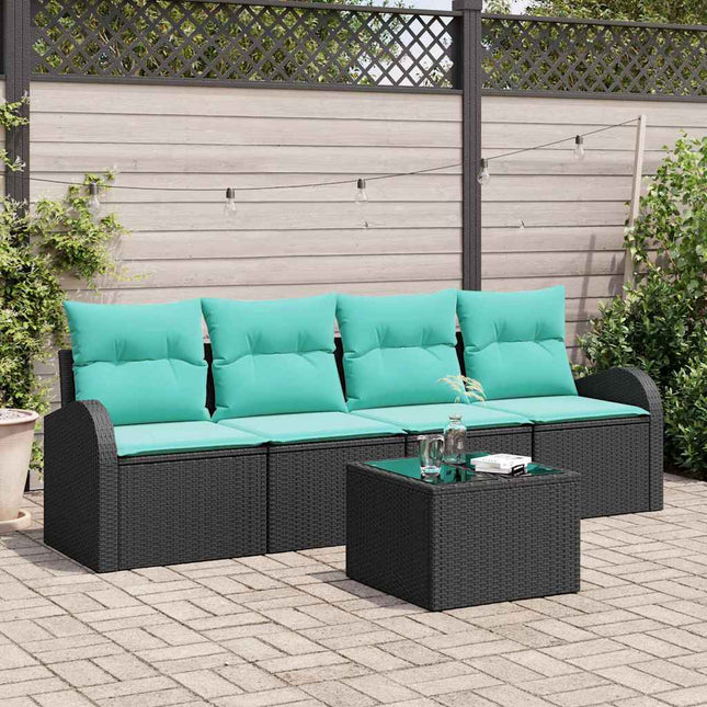 Tuin Sofa Set Met Opslag 5 Pcs Poly Rattan