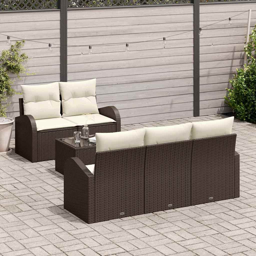 Tuin Sofa Set Met Opslag 6 Pcs En Crème Poly Rattan