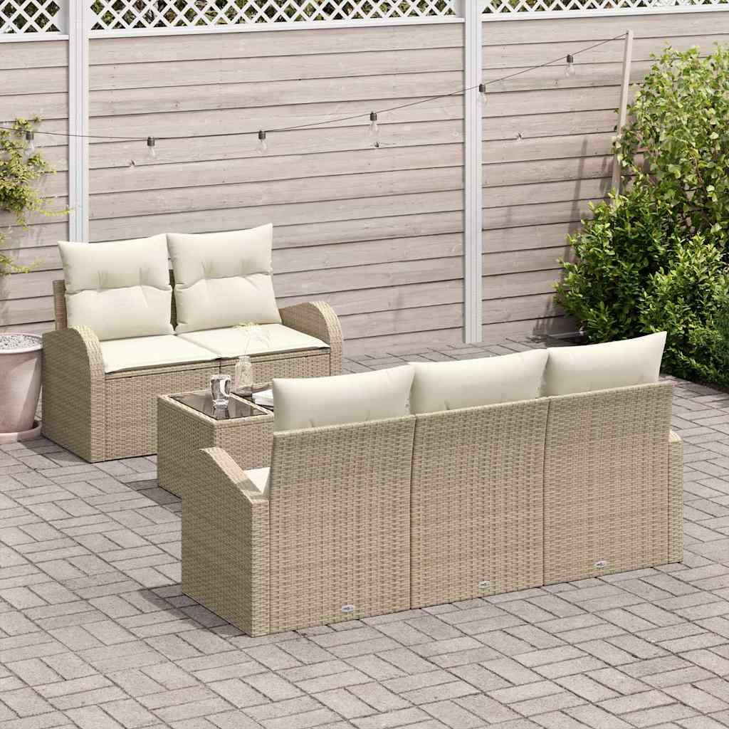 Tuin Sofa Set Met Opslag 6 Pcs En Crème Poly Rattan
