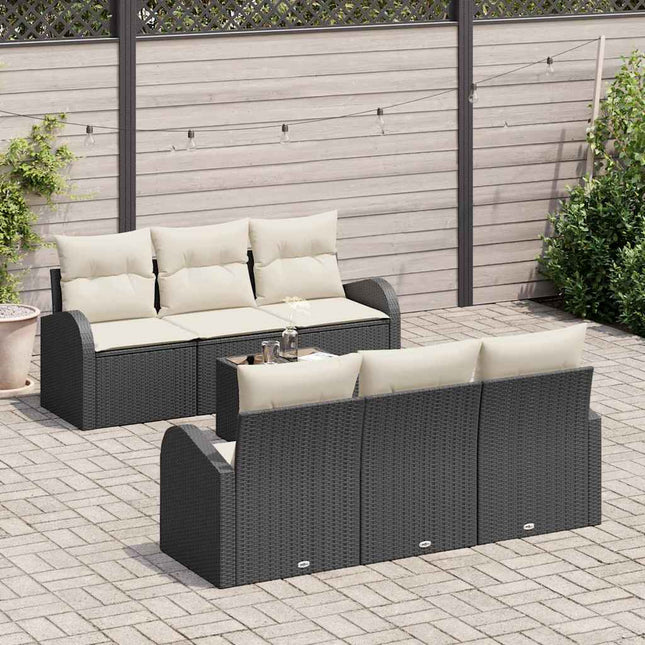 Tuin Sofa Set Met Opslag 7 Pcs En Crème Poly Rattan