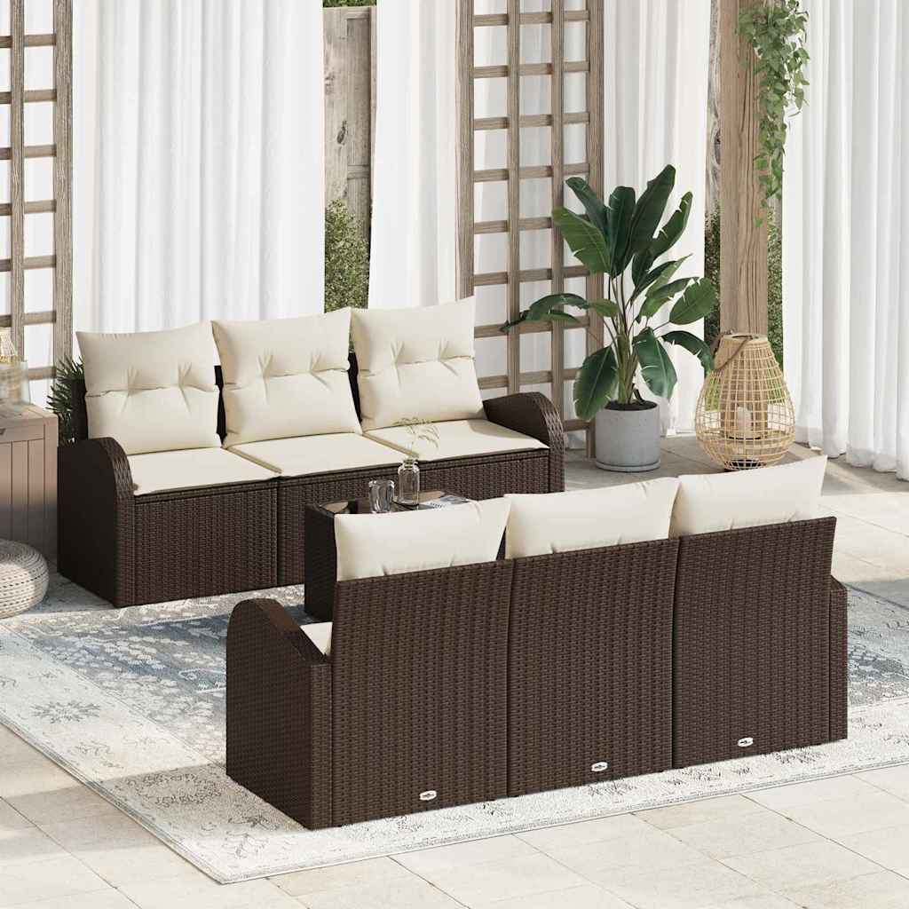 Tuin Sofa Set Met Opslag 7 Pcs En Crème Poly Rattan
