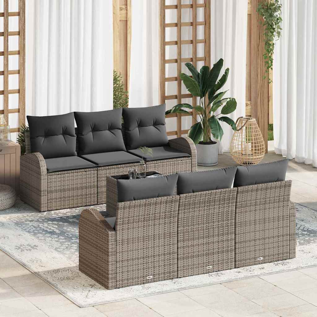 Tuin Sofa Set Met Opslag 7 Pcs En Crème Poly Rattan