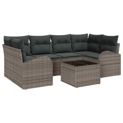 Tuin Sofa Set Met Opslag 7 Pcs En Crème Poly Rattan