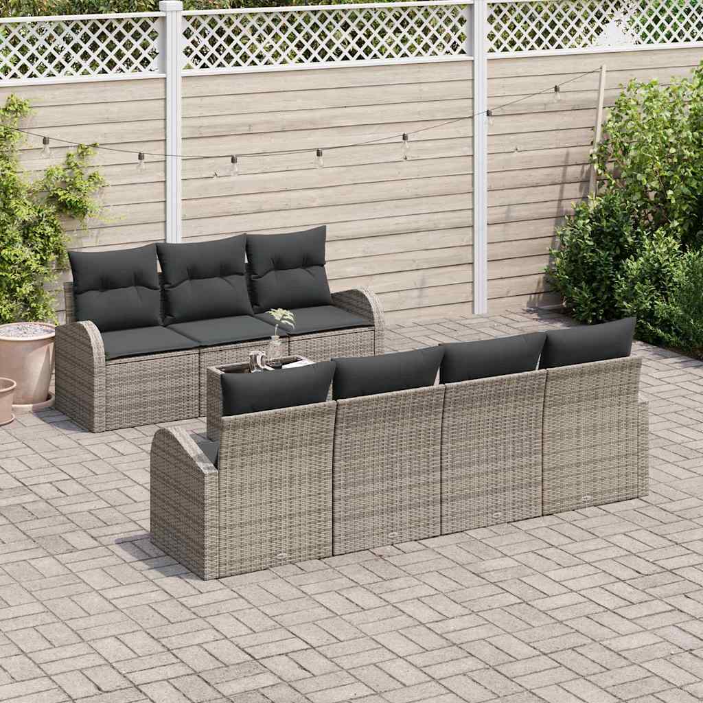 Tuin Sofa Set 8 Pcs En Crème Poly Rattan, Staal En Glas