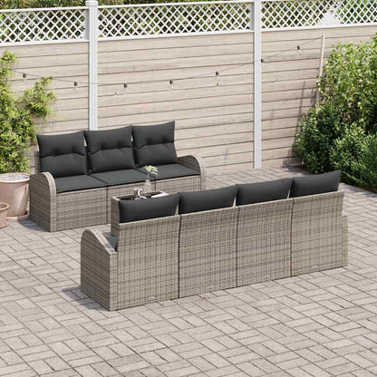Tuin Sofa Set 8 Pcs En Crème Poly Rattan, Staal En Glas