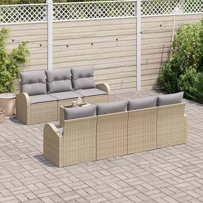 Tuin Sofa Set 8 Pcs En Crème Poly Rattan, Staal En Glas