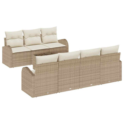 Tuin Sofa Set 8 Pcs En Crème Poly Rattan, Staal En Glas