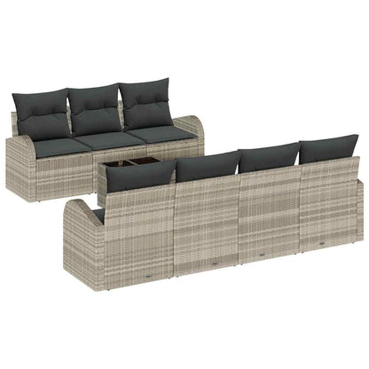 Tuin Sofa Set 8 Pcs En Crème Poly Rattan, Staal En Glas
