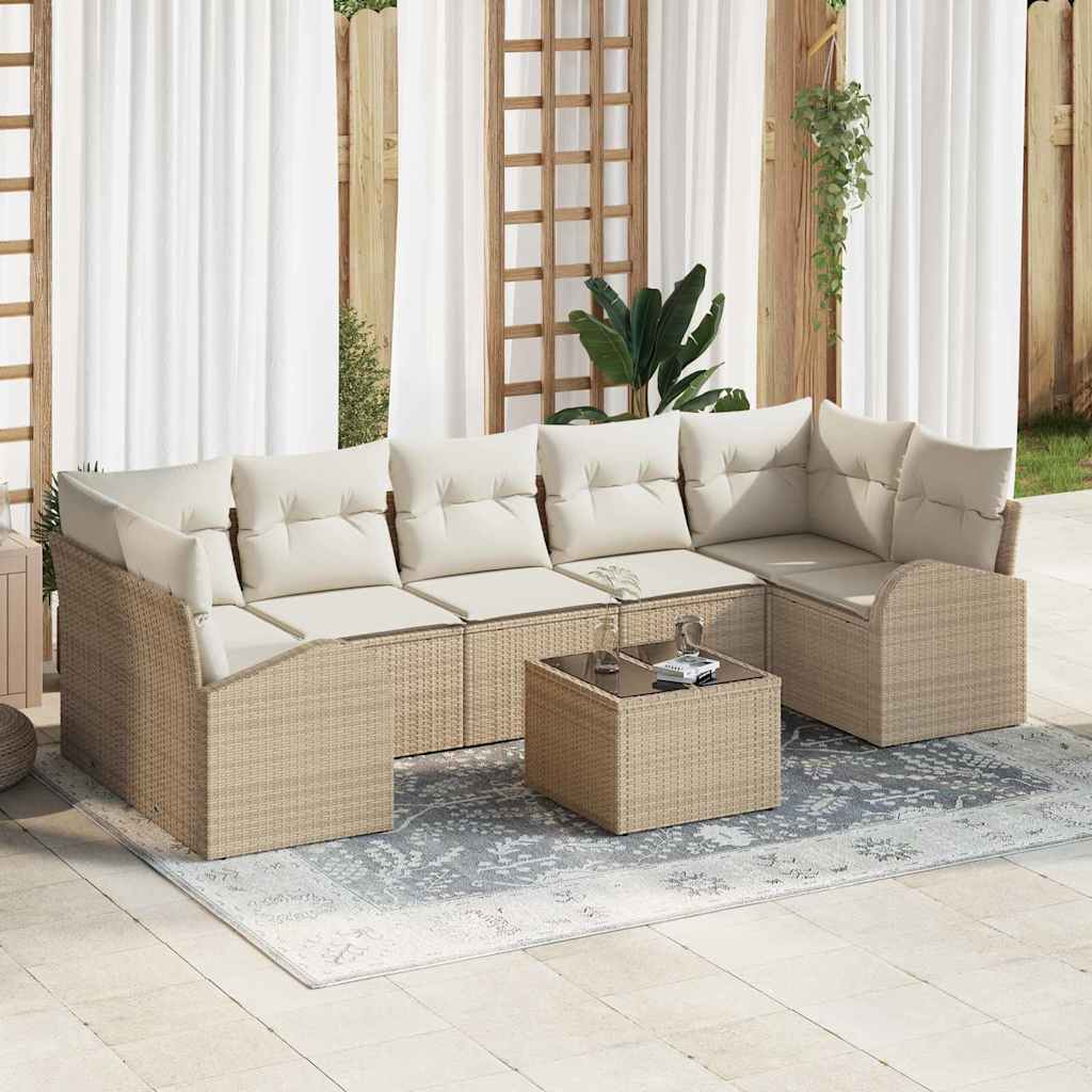 Tuin Sofa Set Met Opslag 8 Pcs En Crème 289 X 124 X 69 Cm