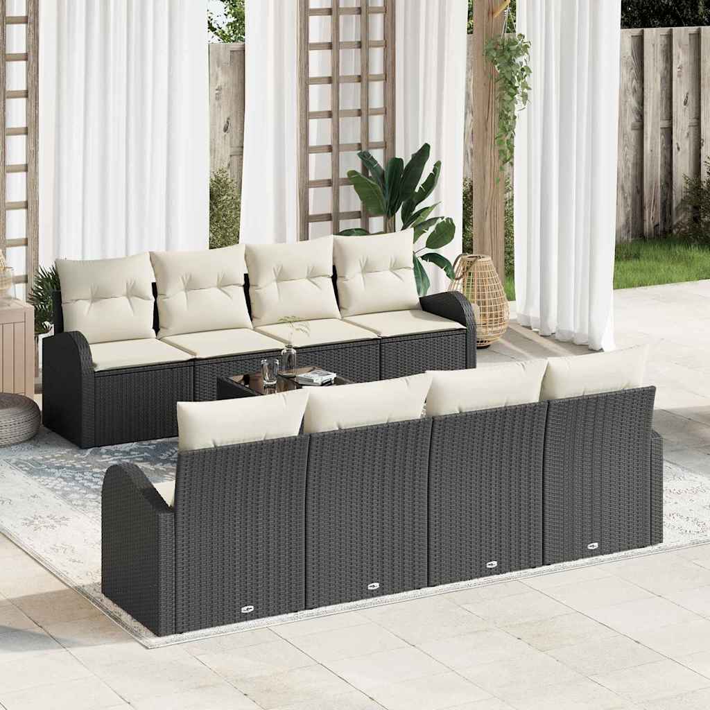 Tuin Sofa Set Met Opslag 9 Pcs En Crème Poly Rattan