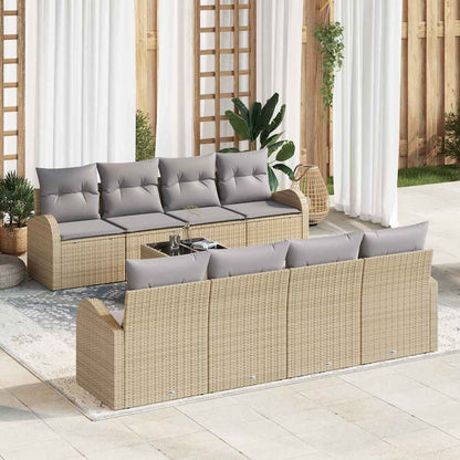 Tuin Sofa Set Met Opslag 9 Pcs En Crème Poly Rattan