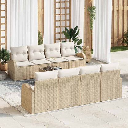 Tuin Sofa Set Met Opslag 9 Pcs En Crème Poly Rattan