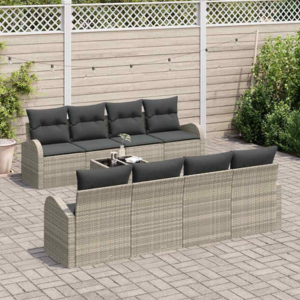 Tuin Sofa Set 9 Pcs Licht Grijs En Donker Grijs Poly Rattan