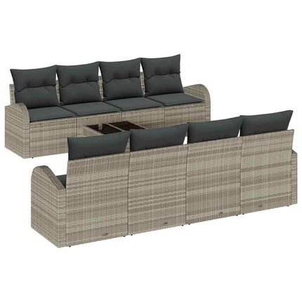 Tuin Sofa Set 9 Pcs Licht Grijs En Donker Grijs Poly Rattan