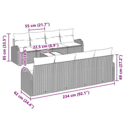 Bankstel Met Kussen 9 Pcs Poly Rattan