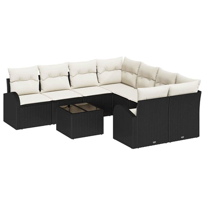 Bankstel Met Kussen Met Opslag 9 Pcs En Crème Poly Rattan