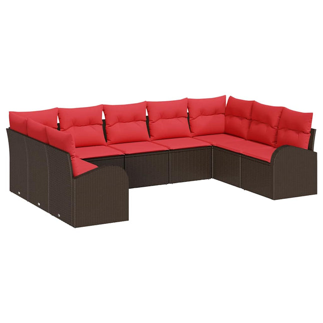 Tuinbankenset Met Kussen 9 Pcs Poly Rattan