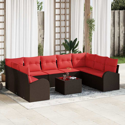 Tuinbankenset Met Kussen 10 Pcs Poly Rattan