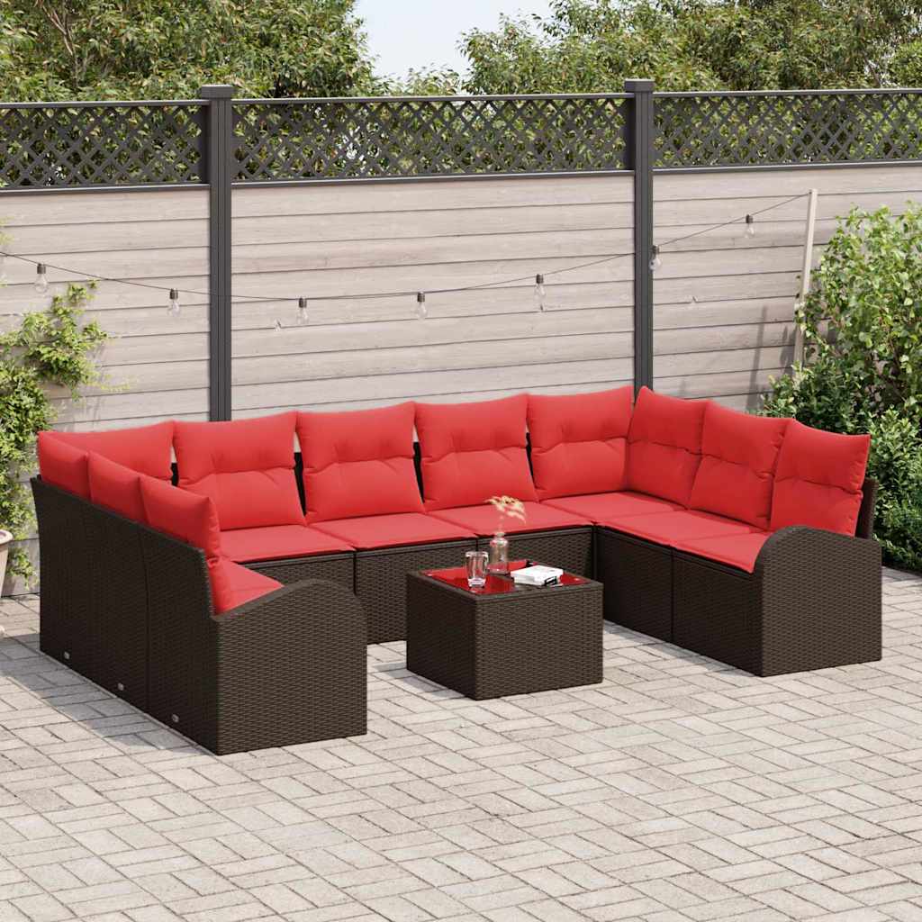 Tuinbankenset Met Kussen 10 Pcs Poly Rattan