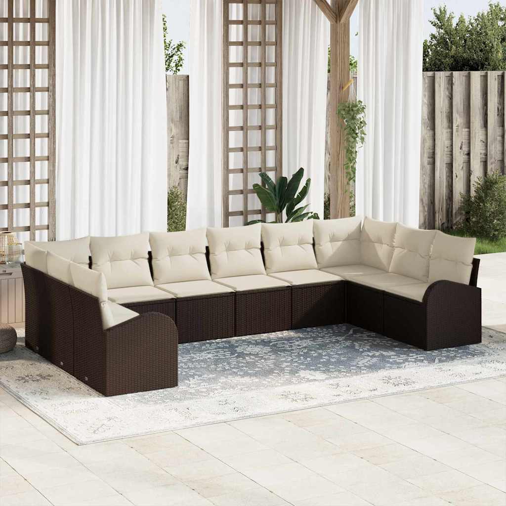 Tuinbankenset Met Kussen 10 Pcs Poly Rattan