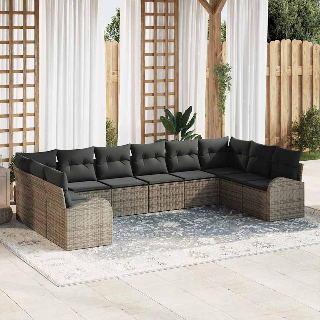 Tuinbankenset Met Kussen 10 Pcs Poly Rattan
