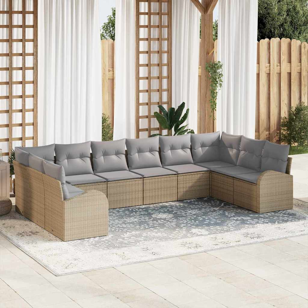 Tuinbankenset Met Kussen 10 Pcs Poly Rattan