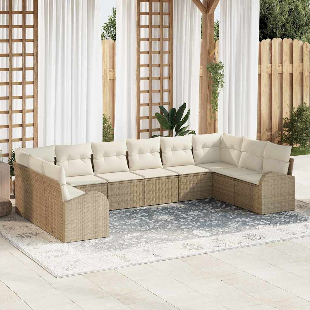 Tuinbankenset Met Kussen 10 Pcs Poly Rattan