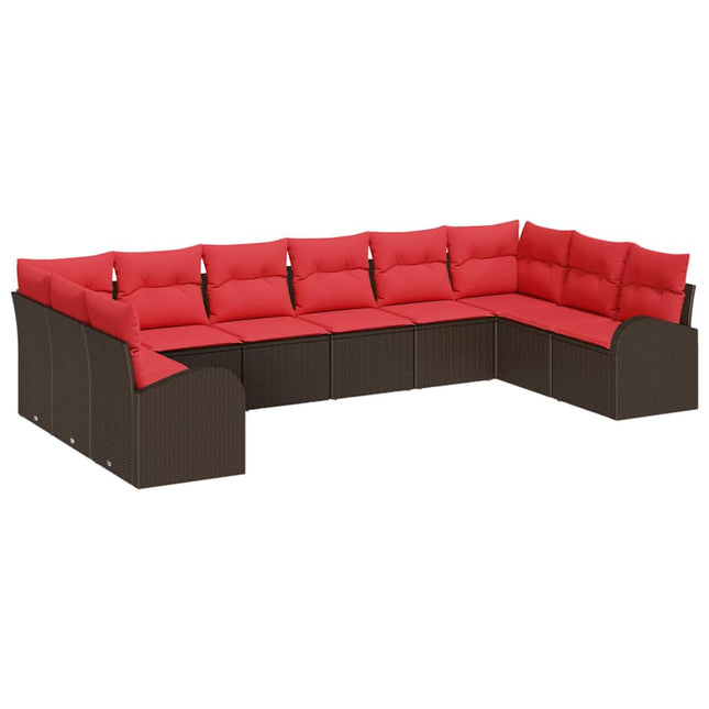 Tuinbankenset Met Kussen 10 Pcs Poly Rattan