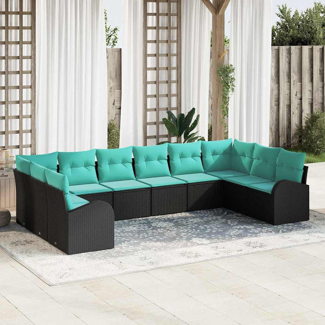 Tuinbankenset Met Kussen 10 Pcs Poly Rattan