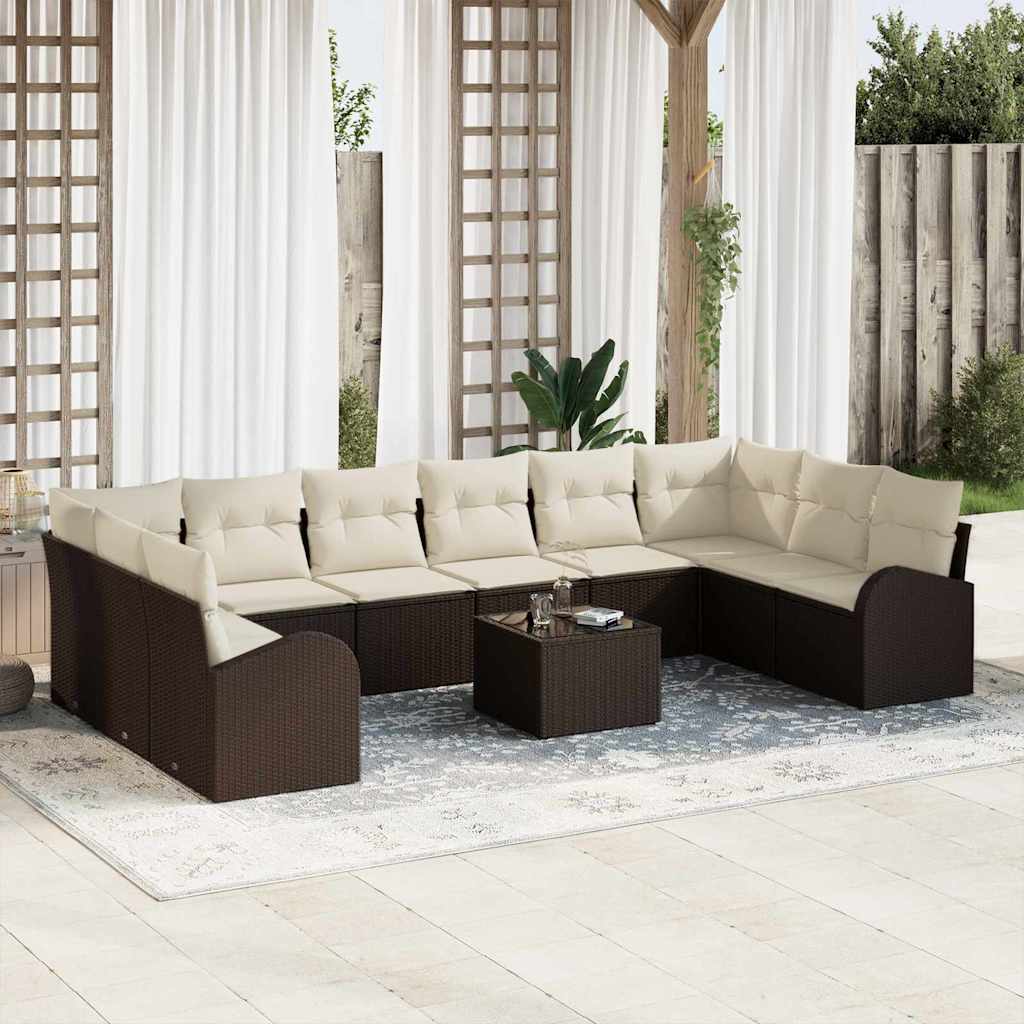 Tuinbankenset Met Kussen 10 Pcs Poly Rattan